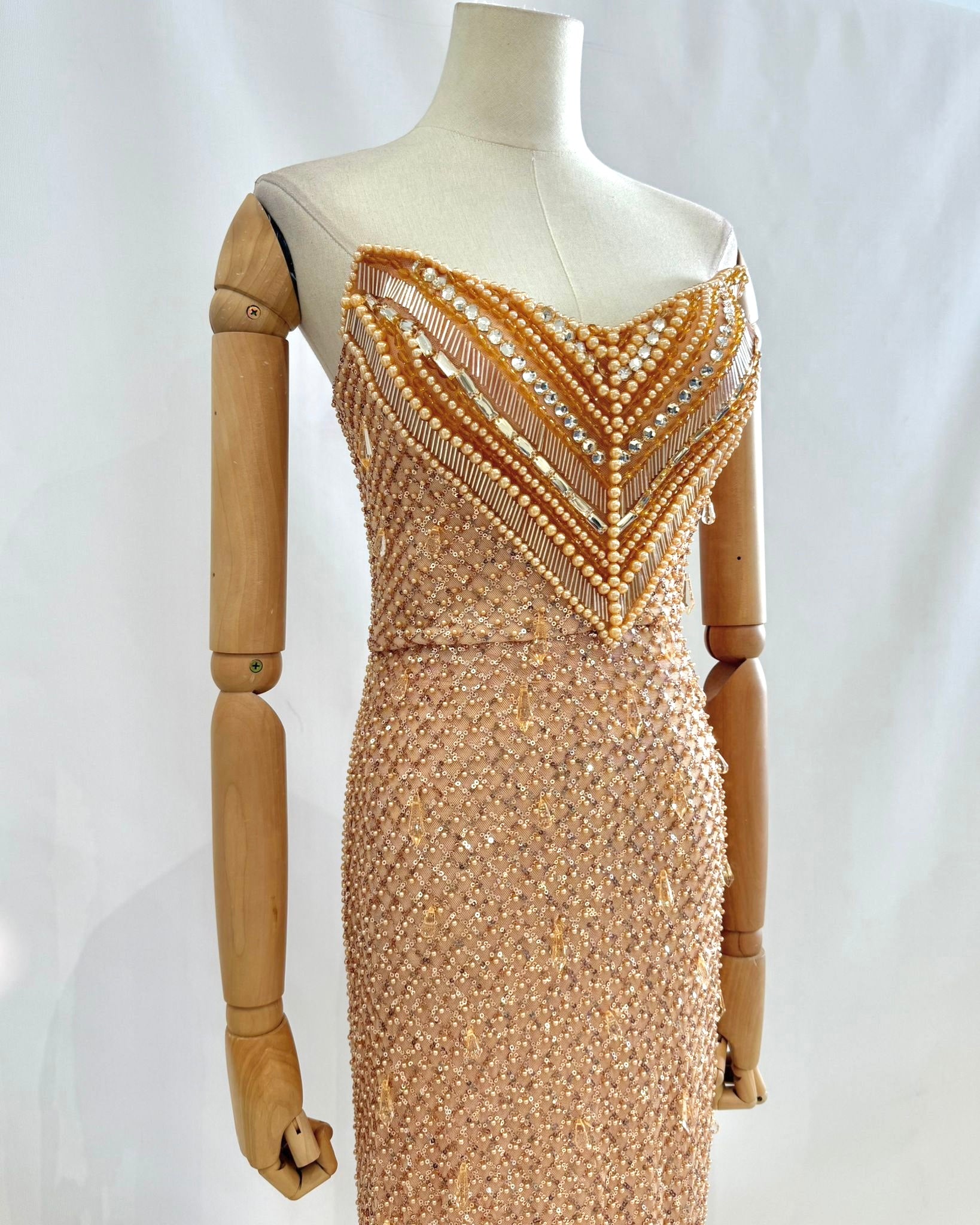 Vestido largo perlas TYS055