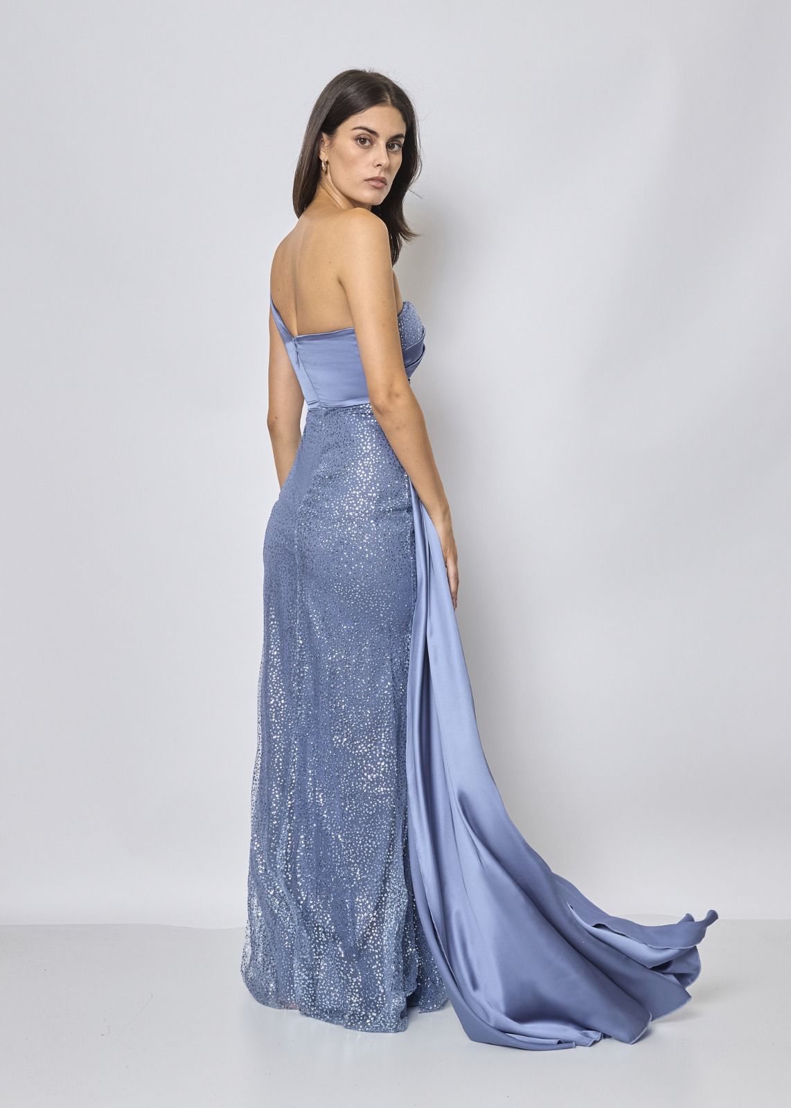 Long dress, glitter and satin 2402