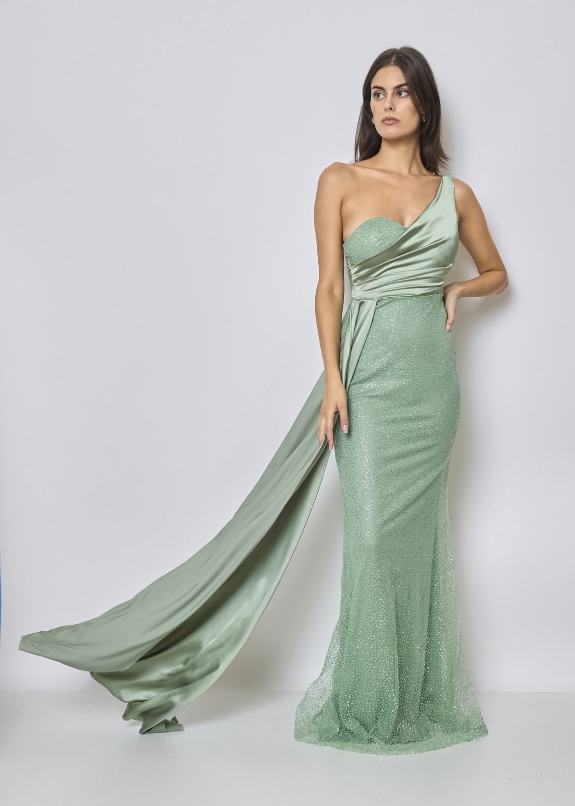 Long dress, glitter and satin 2402