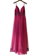 Vestido largo brillos 19077