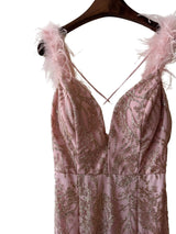 Vestido sirena de purpurina con plumas HM2368