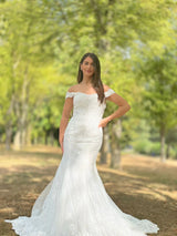 Vestido sirena con sobrefalda 4082