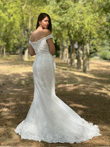 Vestido sirena con sobrefalda 4082