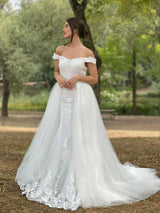 Vestido sirena con sobrefalda 4082