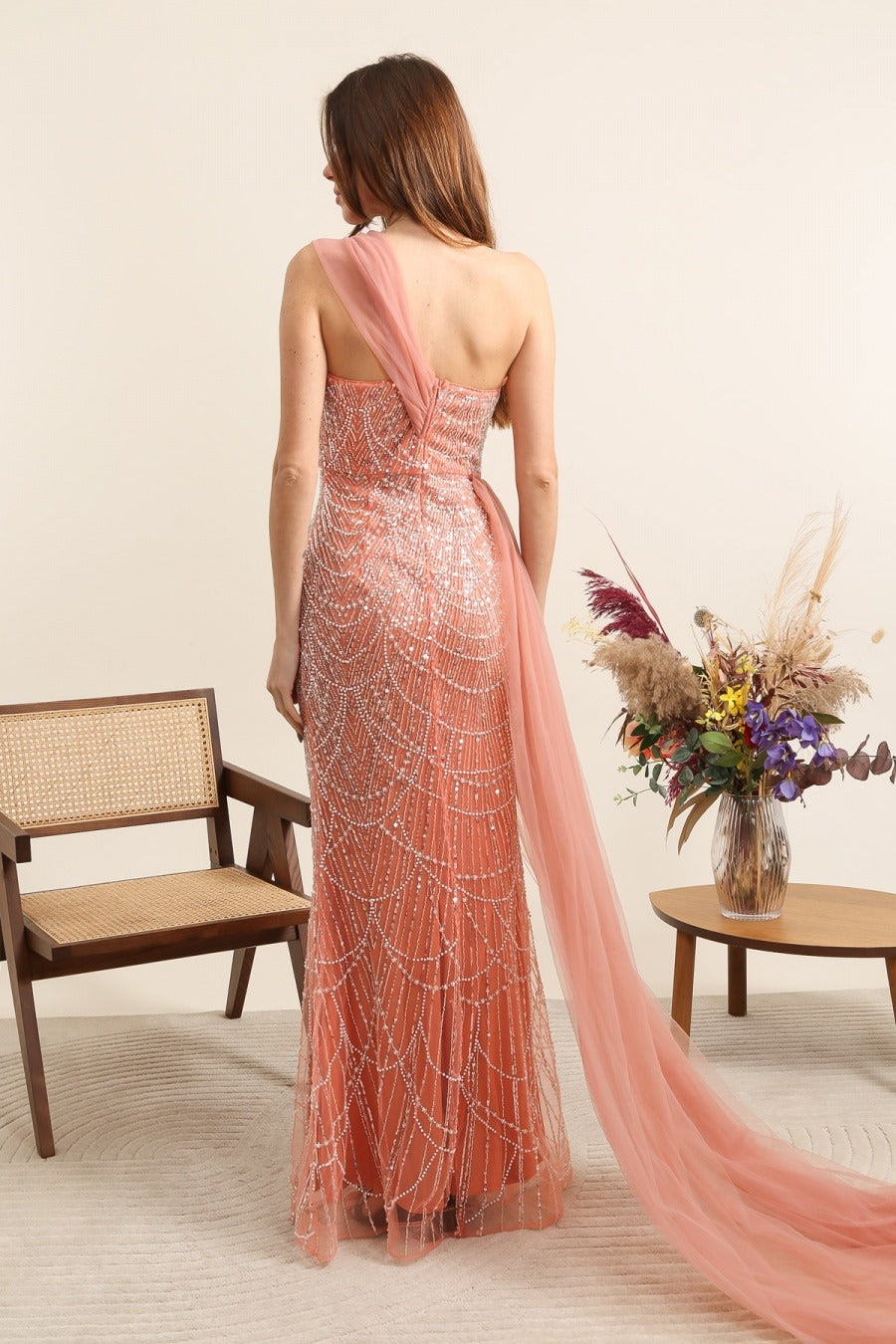 Vestido largo de pedredia 512332