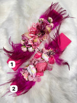 Cinturon goma flores y plumas 0008