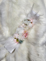 Cinturon goma flores y plumas 0008