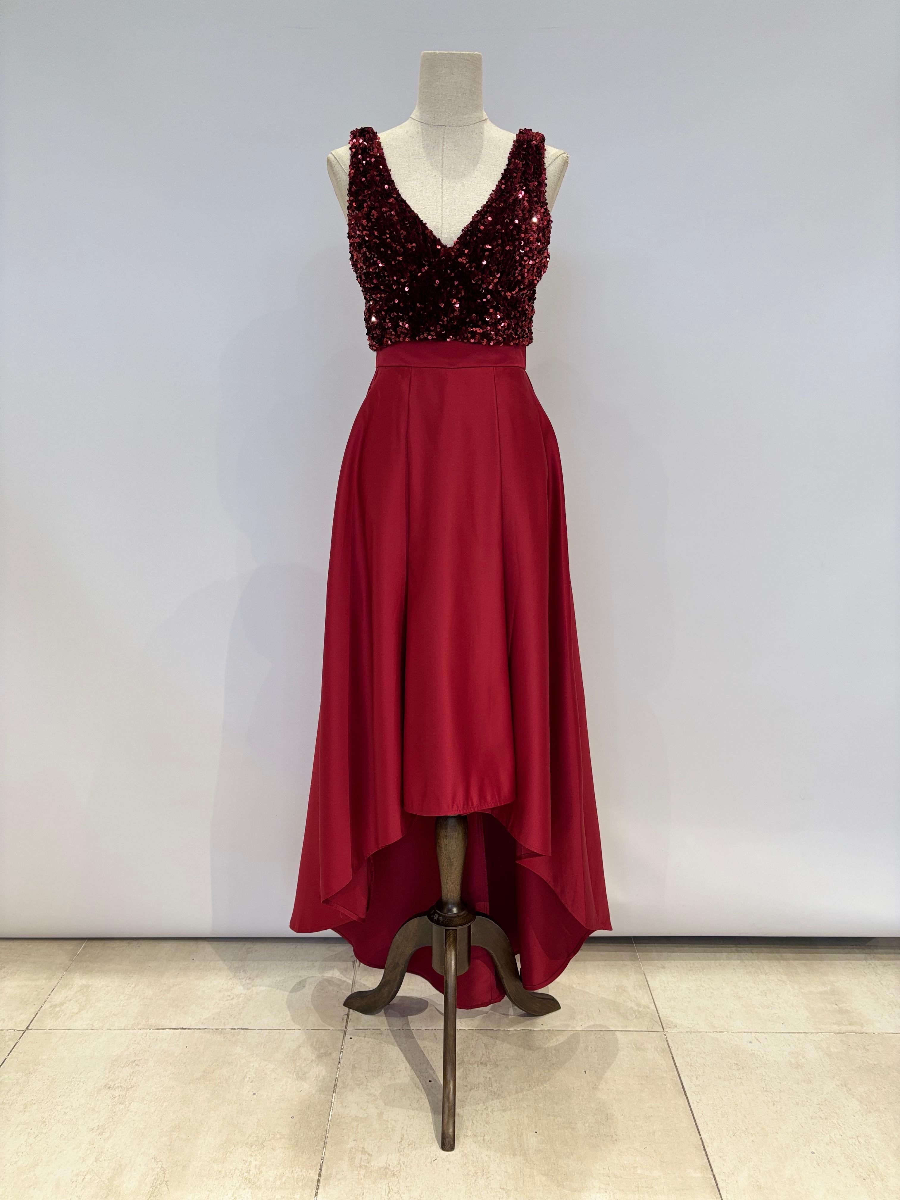 Falda de raso larga asimetrico 8763