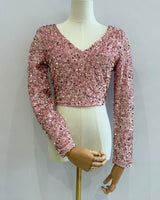 Top lentejuelas con manga larga H1251