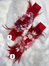 Cinturon goma flores y plumas 0008