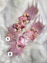 Cinturon goma flores y plumas 0008