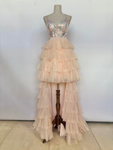 Vestido asimetrico de tul y lentuejuela 23525