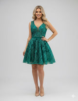 Vestido corto purpurina 21089