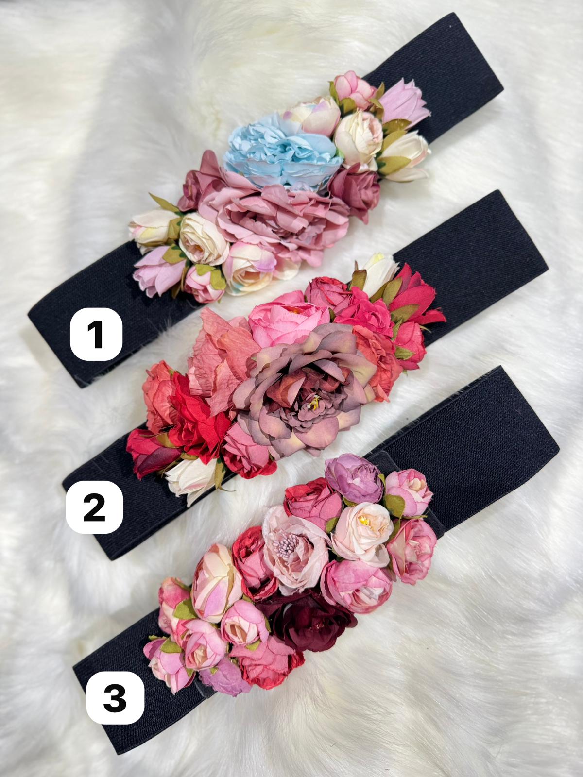 Cinturon goma flores 0008