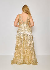 Vestido largo purpurina HM2387