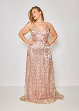 Vestido largo purpurina HM2387