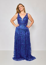 Vestido largo purpurina HM2387