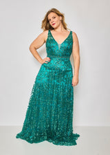 Vestido largo purpurina HM2387