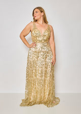 Vestido largo purpurina HM2387