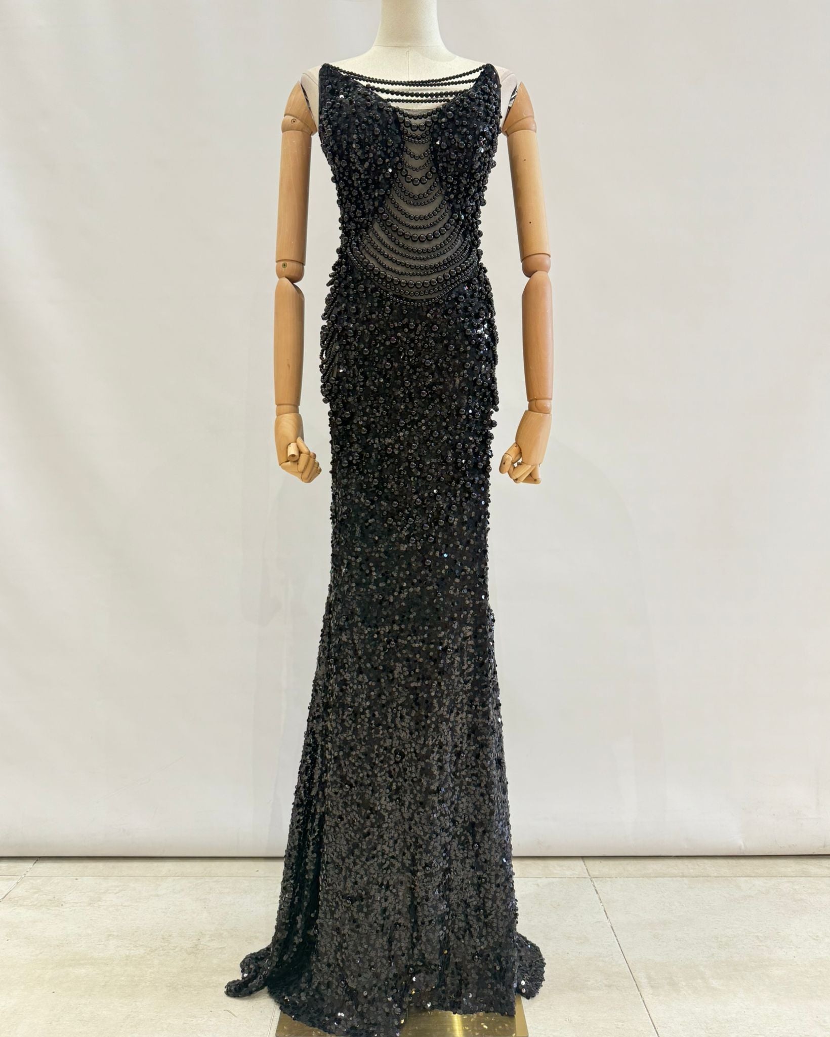 Vestido largo perlas TYS046