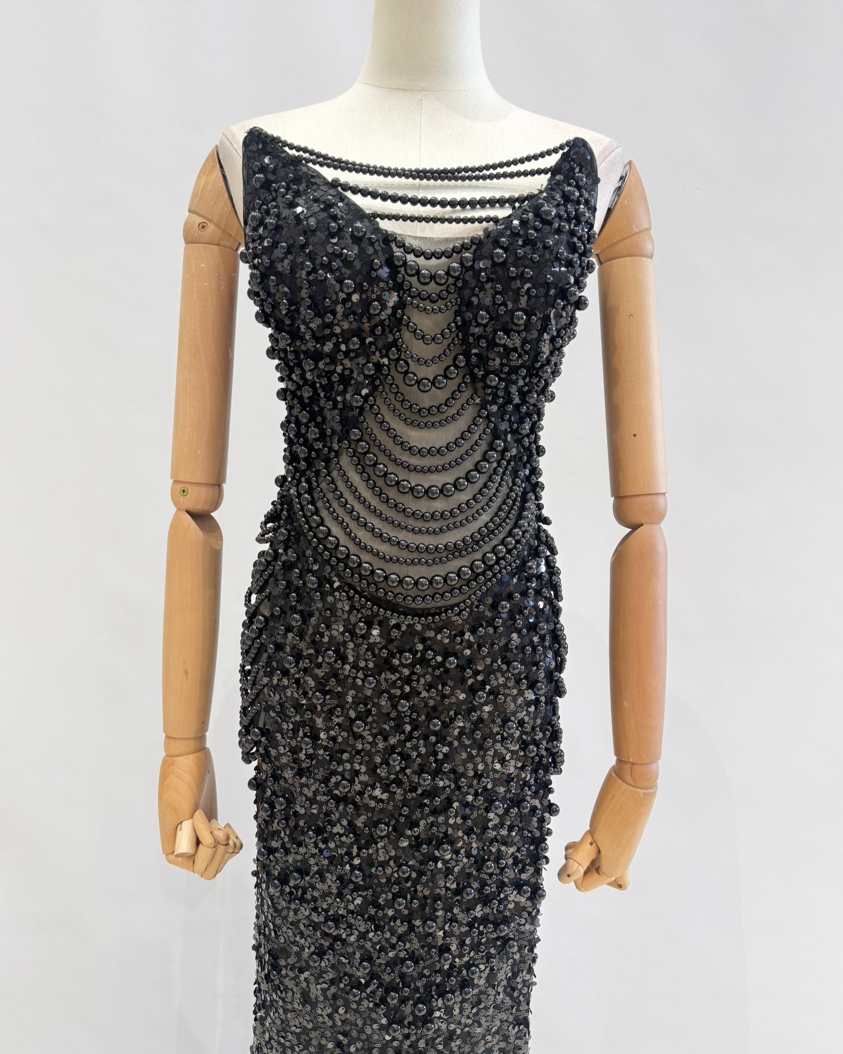 Vestido largo perlas TYS046
