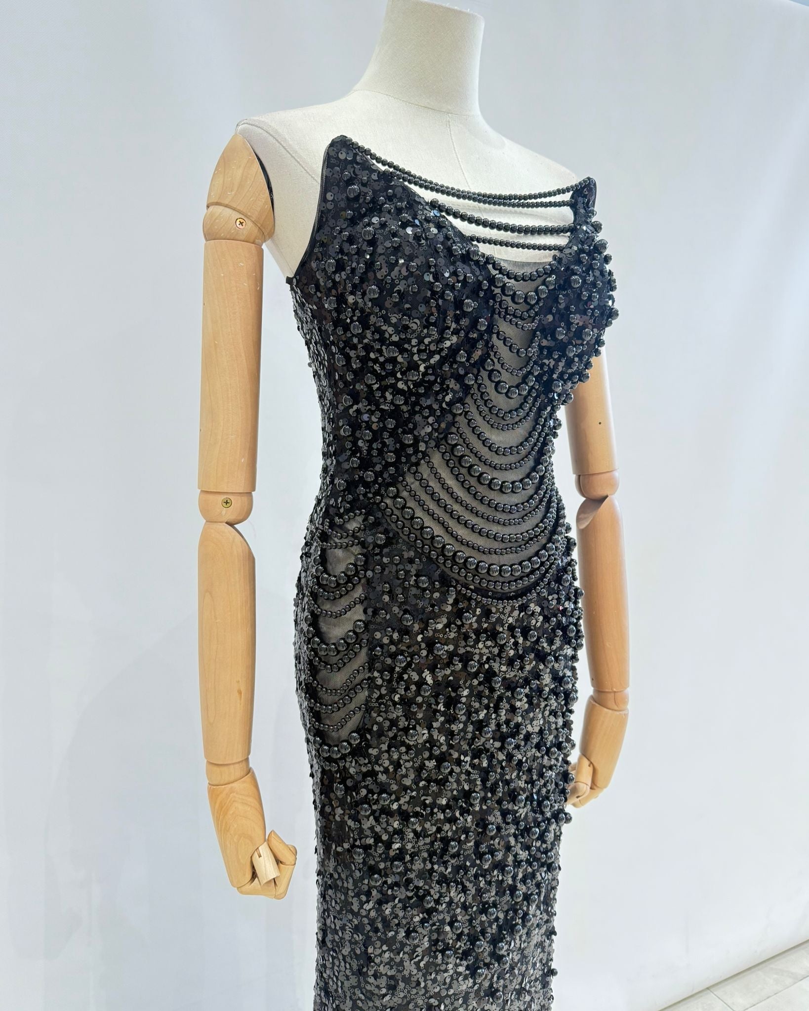 Vestido largo perlas TYS046