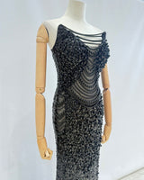 Vestido largo perlas TYS046