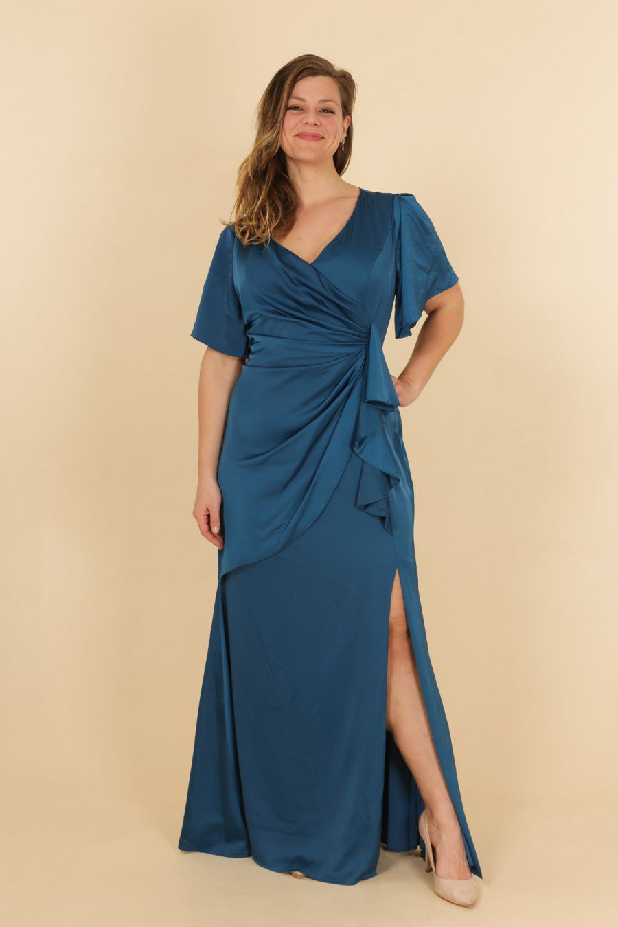 Plus size satin dress R1855