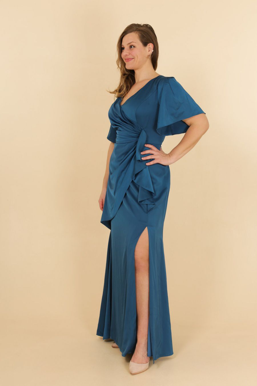 Plus size satin dress R1855