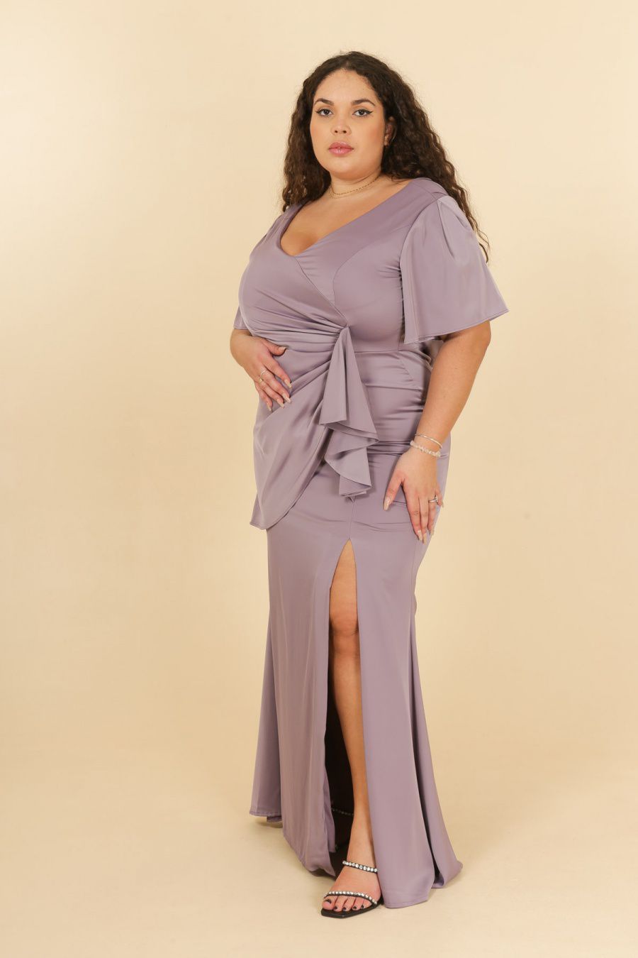 Plus size satin dress R1855