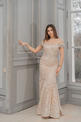 Vestido sirena + capa TL-106
