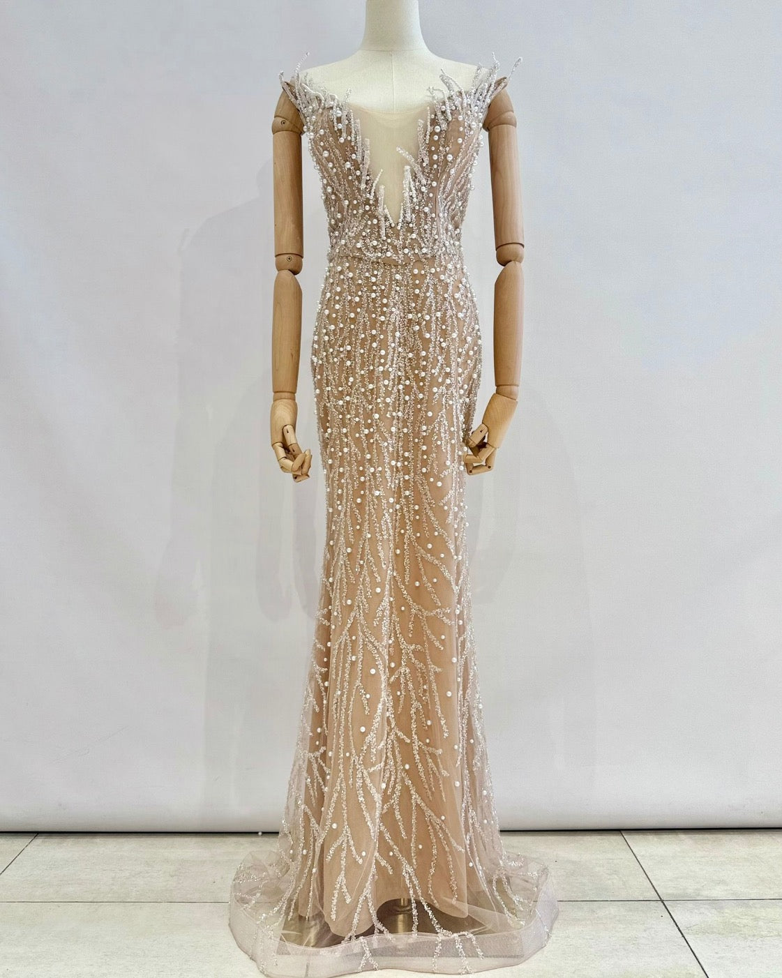 Vestido largo perlas TYS050