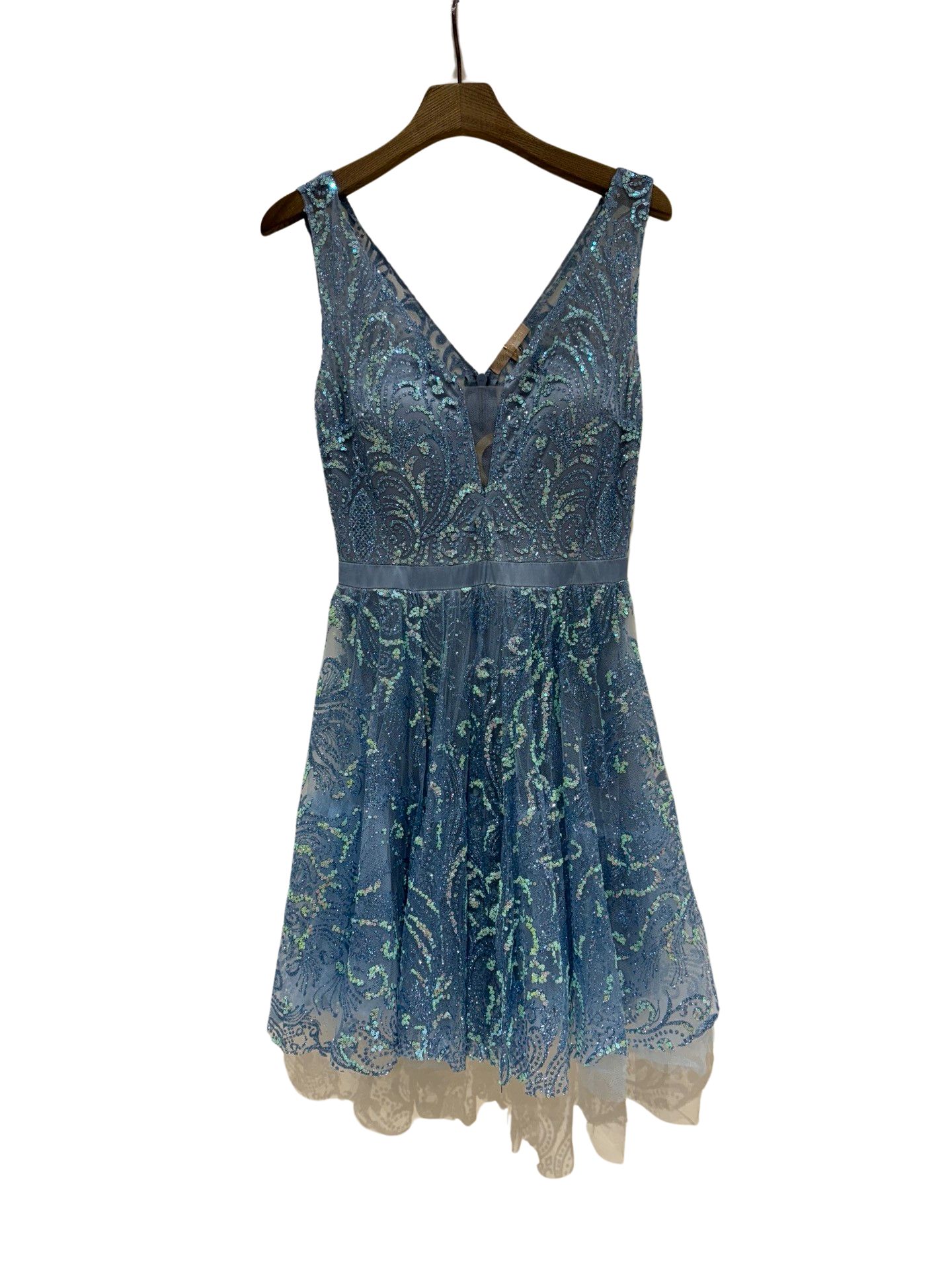 Vestido corto purpurina 21089