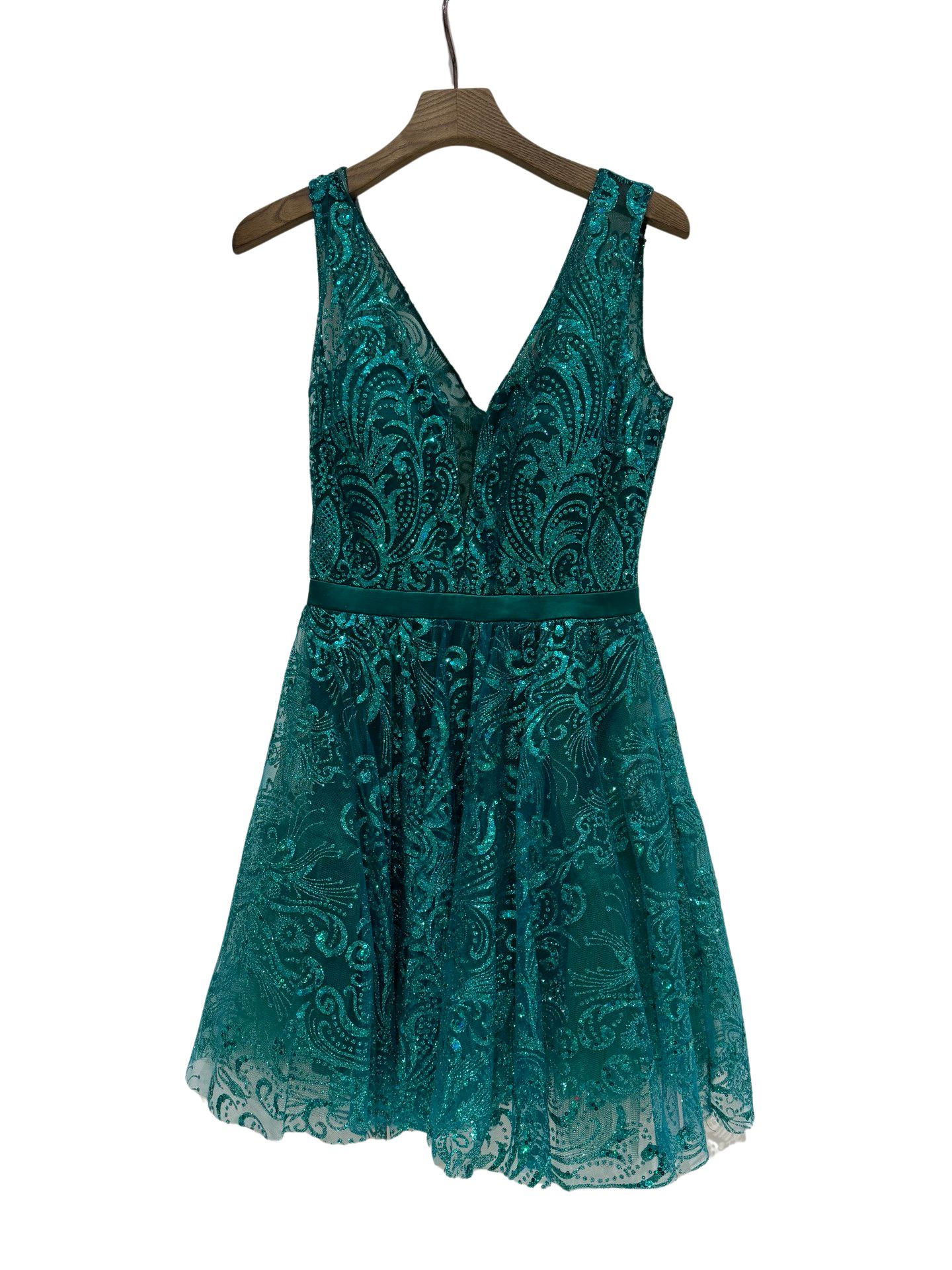 Vestido corto purpurina 21089