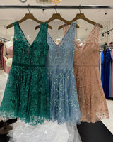 Vestido corto purpurina 21089