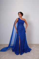 Vestido largo con bordado de pedreria TL-5002