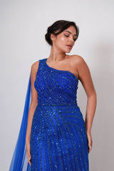 Vestido largo con bordado de pedreria TL-5002