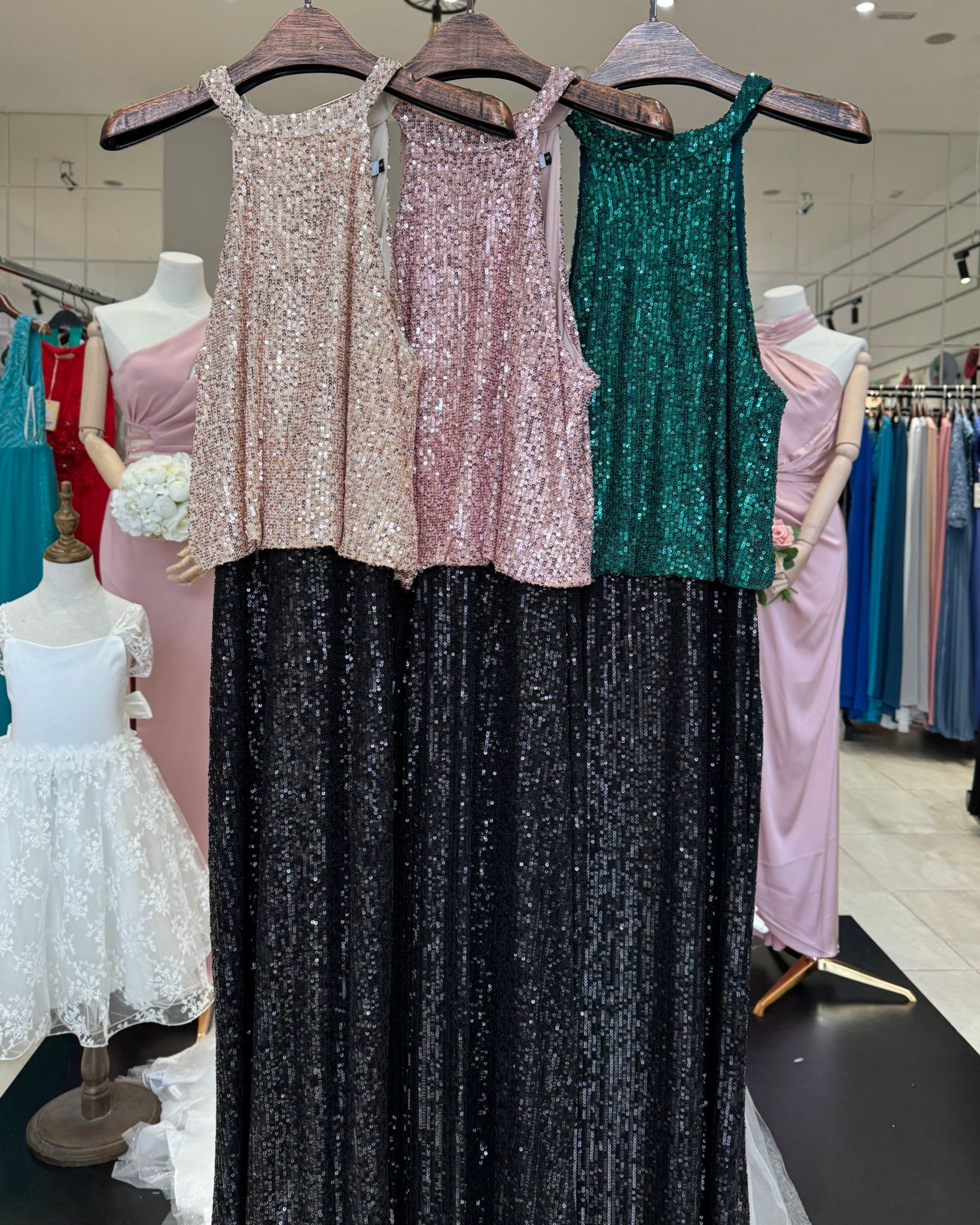 Vestido largo lentejuelas 16351