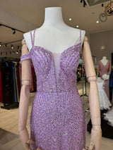 Vestido largo con bordado de pedreria F8050