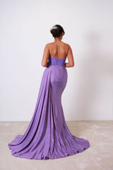 Vestido largo tela brillosa TL0828