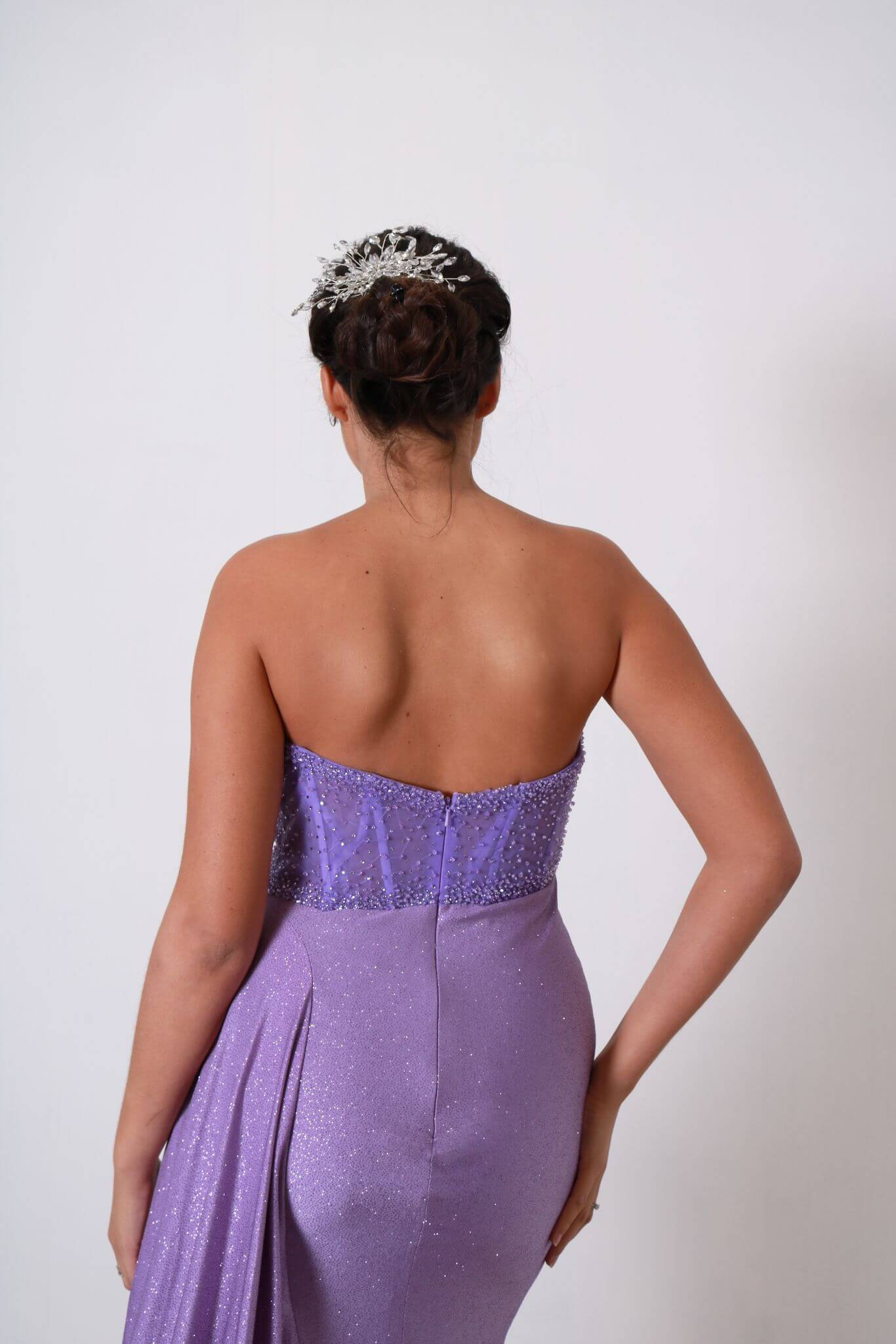 Vestido largo tela brillosa TL0828