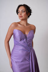 Vestido largo tela brillosa TL0828