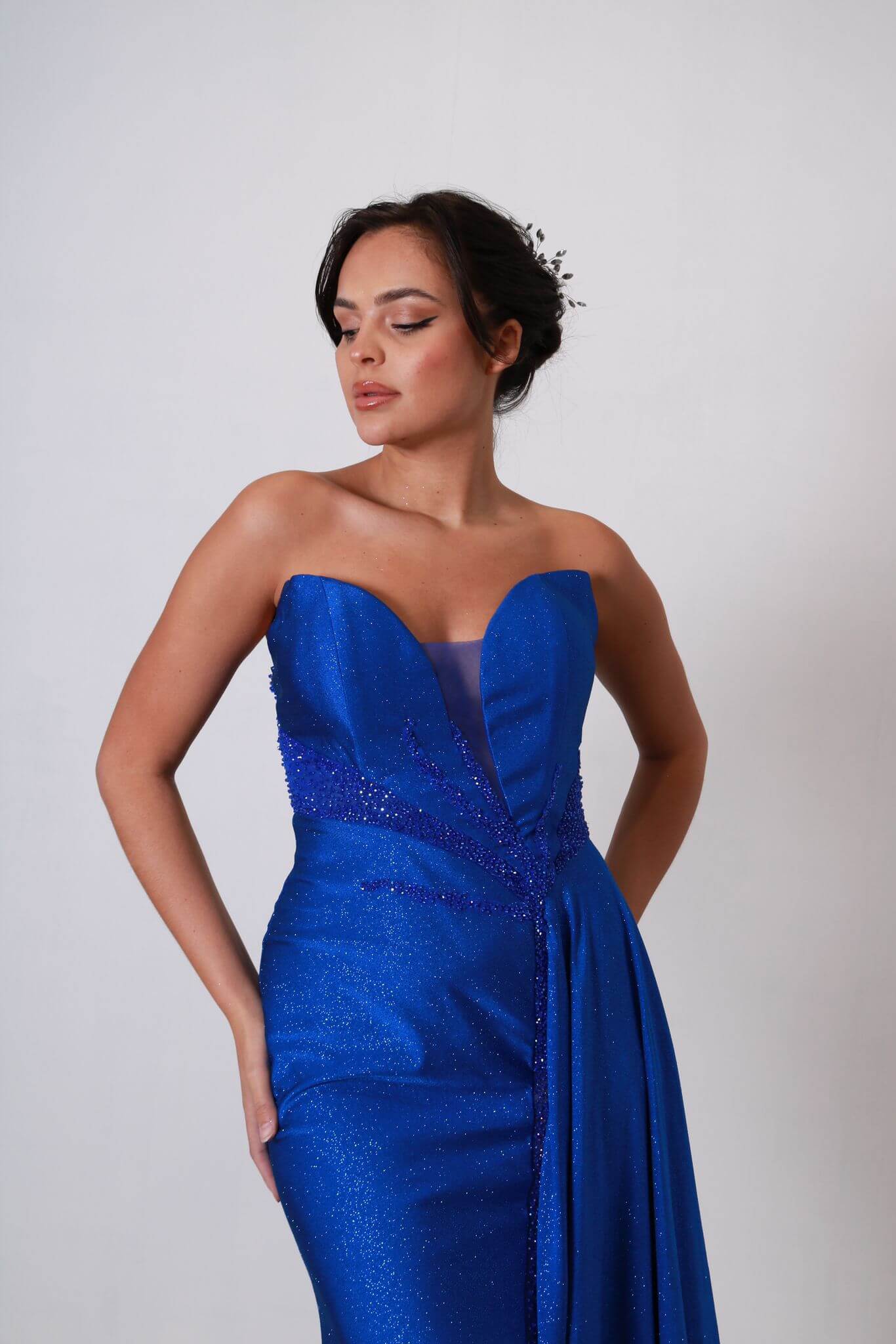 Vestido largo tela brillosa TL0828
