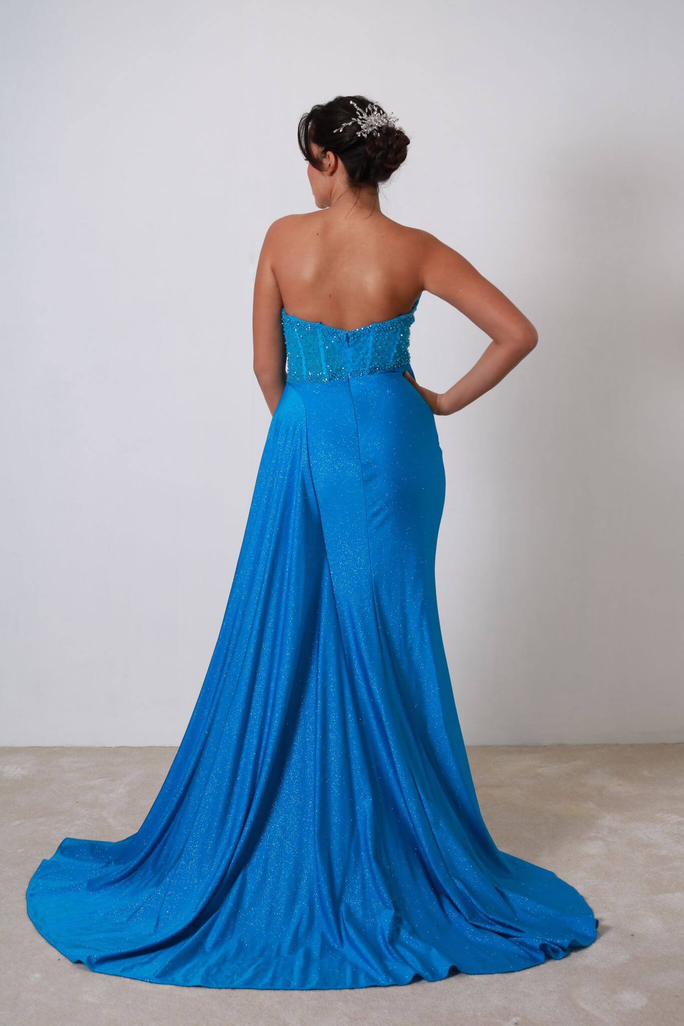 Vestido largo tela brillosa TL0828