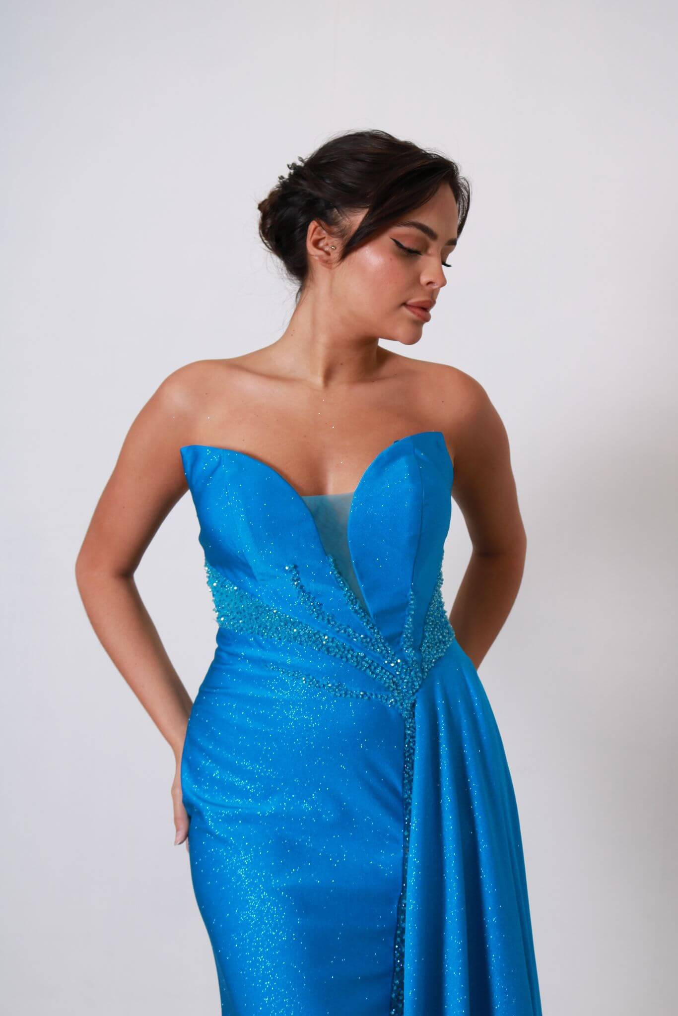 Vestido largo tela brillosa TL0828