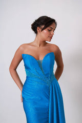 Vestido largo tela brillosa TL0828