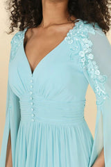 Vestido largo con mangas R8307