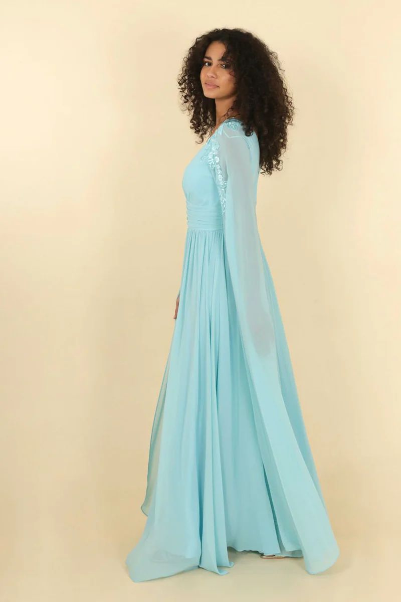 Vestido largo con mangas R8307