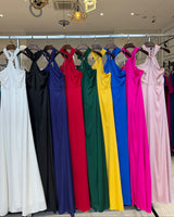 Vestido largo saten R1459