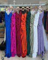 Vestido largo de saten H2133